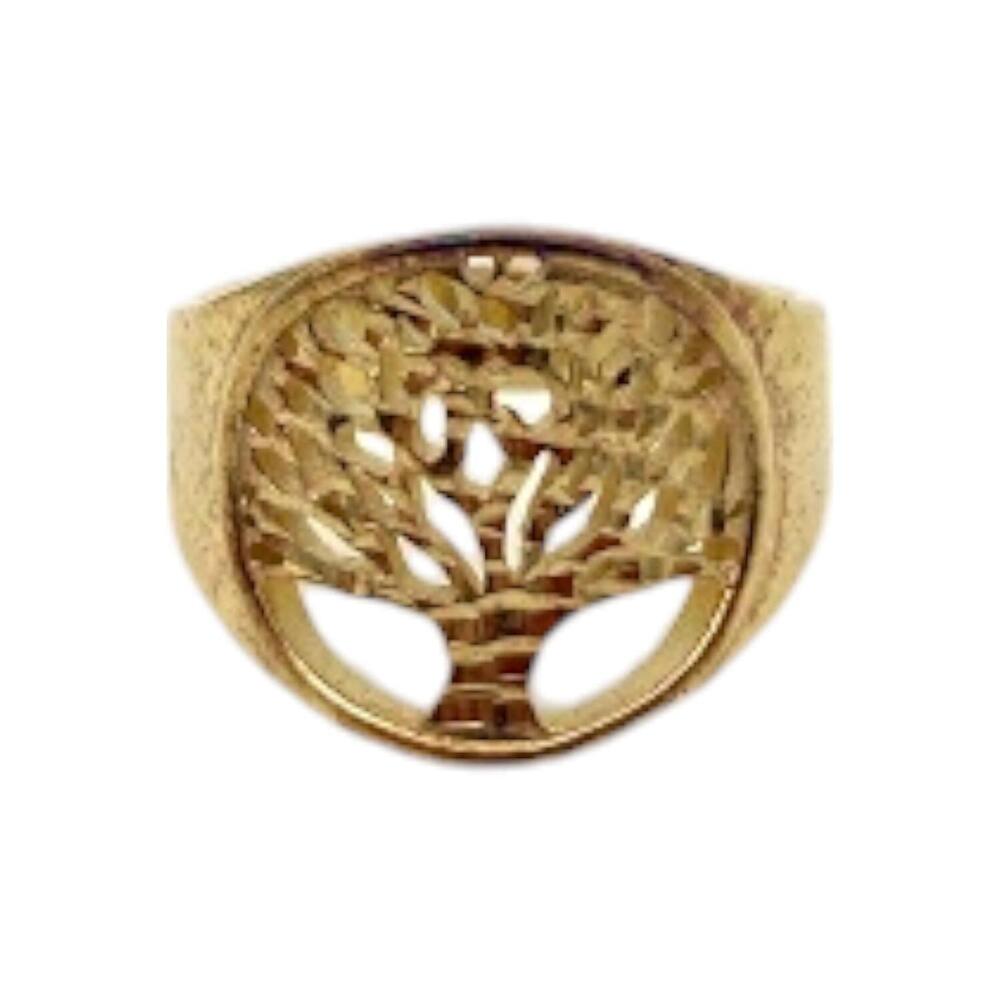 Italian Silver Tree of Life Graduated 8K Gold Sterling Silver Band